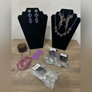 NWT Paparazzi 13 Pc Purple and Silver Earring Set